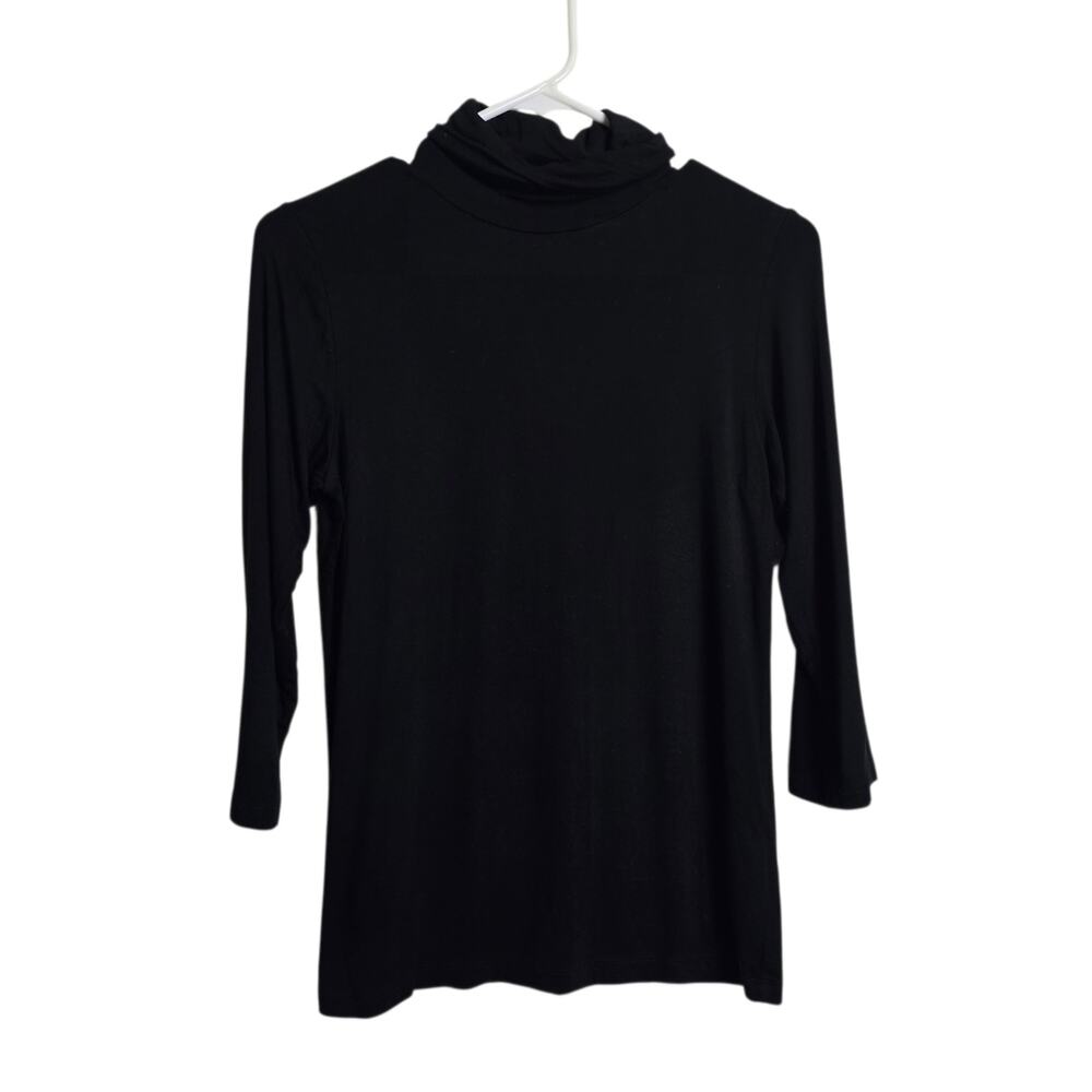 L'Agence Aja Turtleneck Black Three Quarter Sleeves Luxury Shirt Blouse Medium - Picture 2 of 8